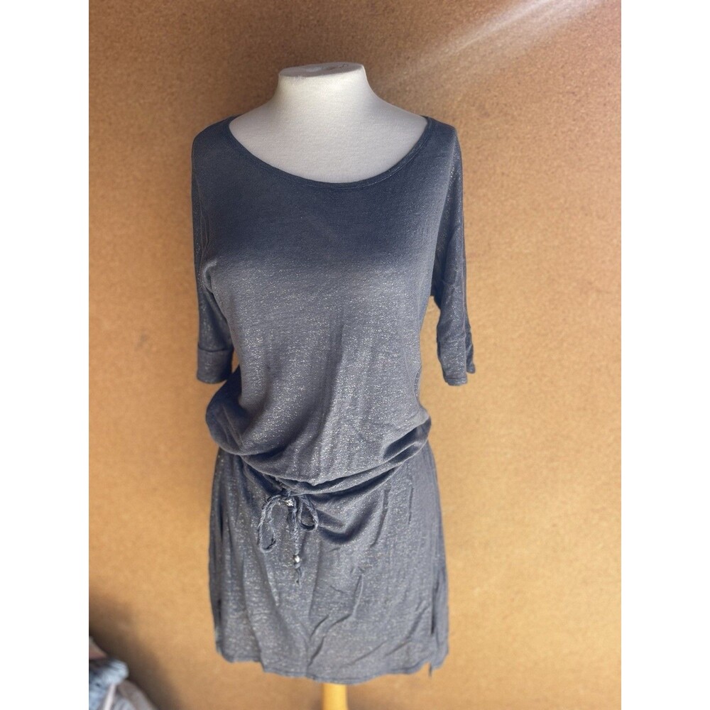 Zadig & Voltaire Deluxe Dress Drawstring Waist Shimmer Gray Women’s Size L